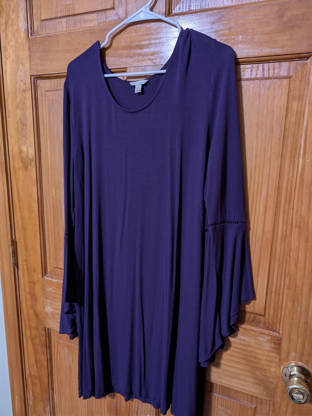 Women's Purple Bell-Sleeve Tunic Dress